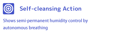Self-cleansing Action - Shows semi-permanent humidity control by autonomous breathing